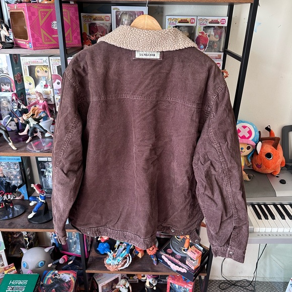 Vintage US Polo Assn Brown Corduroy Sherpa Jacket Men’s 2XL - Picture 3 of 6